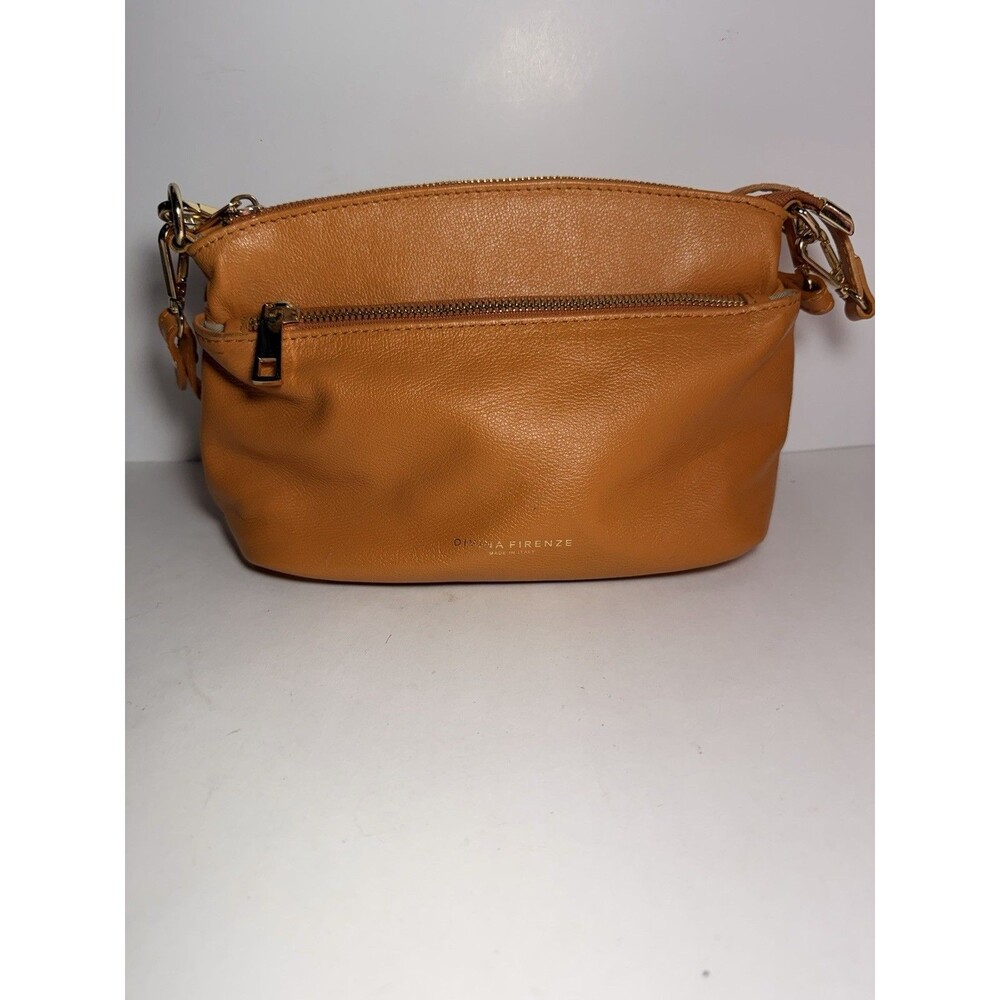 Divina Firenze Made in Italy Cognac Pebble Leather Crossbody Bag
